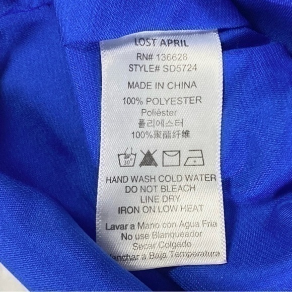 Lost April Slip Dress Womens Size Small Royal Blue Sleeveless Belted Lined Mini - Picture 15 of 15